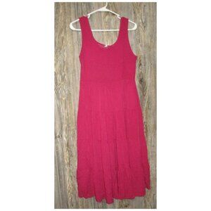 Logene Tank Dress Womens Large Magenta Pink Tiered Barbie Boho Festival Hippie